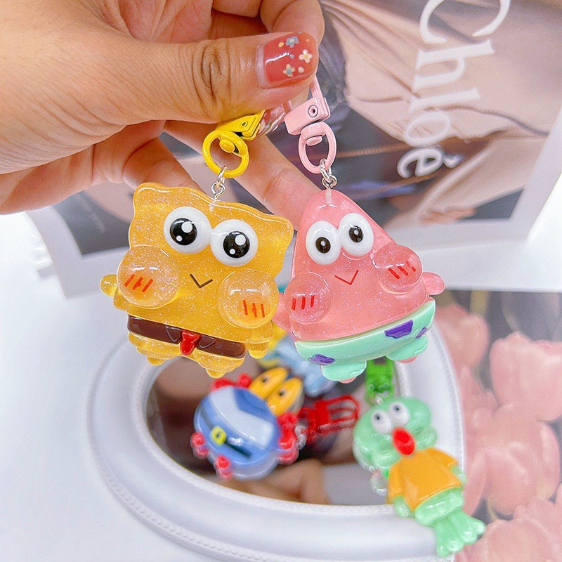 Móc Khóa Nhựa resin Hình SpongeBob SquarePants Patrick Dễ Thương Làm Quà Tặng Cho Bạn Gái / Balo
