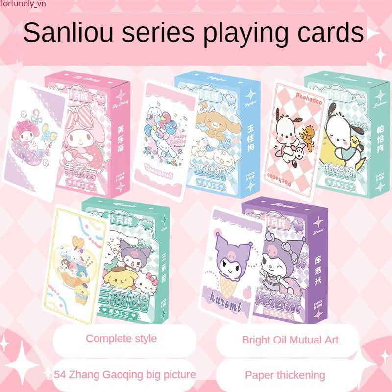 [Sẵn sàng] Thẻ bài Trung Quốc Thẻ bài Sanrio Poker Cinnamoroll Kuromi Giai điệu bài chơi bài Poker Board Games Cờ vua và bài
