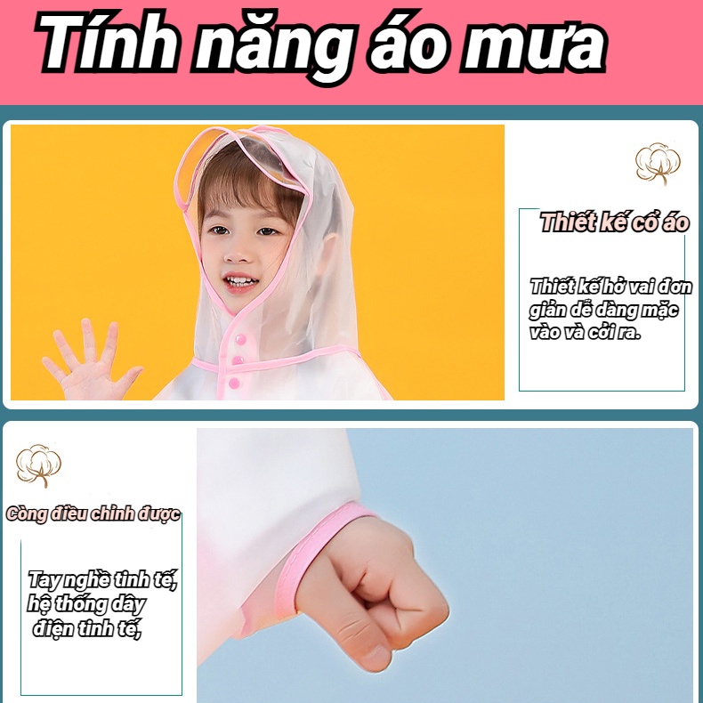 LAMJAD Áo Mưa Dày Dặn Chống Nước in Họa Tiết Hoạt Hình Dễ Thương Bảo Vệ Toàn Thân Cho Bé Trai / Gái Áo Mưa Trẻ Con