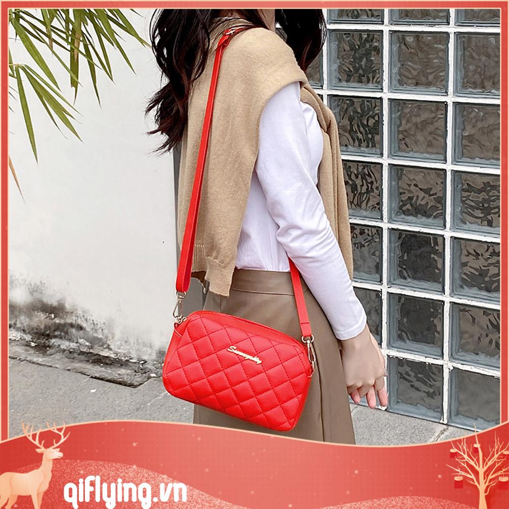 Túi Đeo Chéo Da pu Họa Tiết Kim Cương Cho Nữ