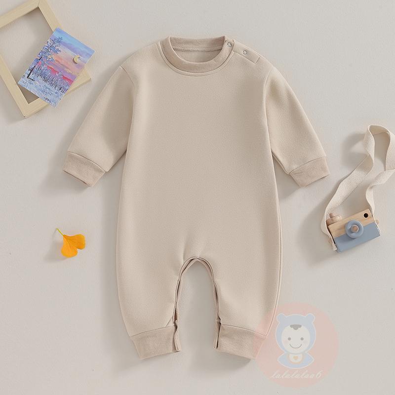 Bộ Áo Liền Quần Dài Tay Bằng Lông Cừu Màu Trơn Cho Bé laa6-toddler