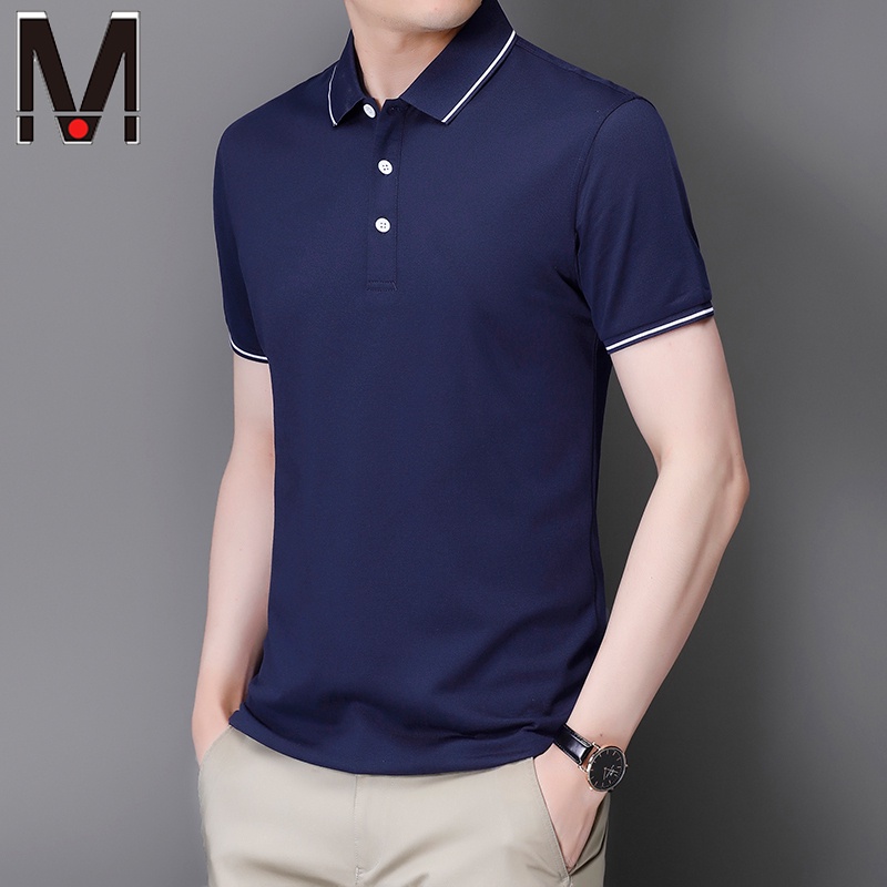 Áo polo Tay Ngắn Màu Trơn Thoáng Khí Thời Trang Công Sở Cho Nam