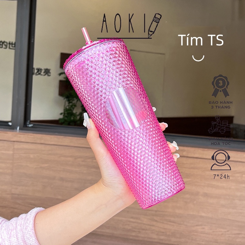 AK-Ly Starbuck 710ml 2 Lớp Kèm Ống Hút Siêu Xinh Nhiều Màu - OrderChinaTanGoc