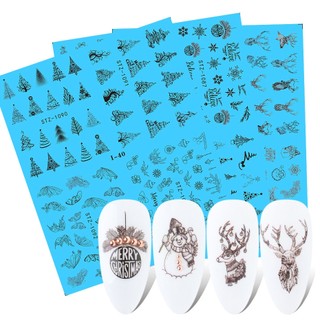Sticker Dán Móng Họa Tiết Giáng Sinh Màu Trắng Đen