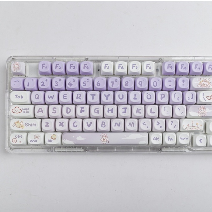 Gradient Purple Rabbit Keycaps MOA Profile Bộ 142 Nút Bàn Phím Cơ Màu Tím gradient Hình Thỏ Dễ Thương Dành Cho Nữ