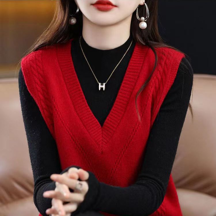 Áo Len Không Tay Cổ Chữ v Dáng Rộng Thời Trang Mùa Thu Hàng Mới Dành Cho Bạn Nữ