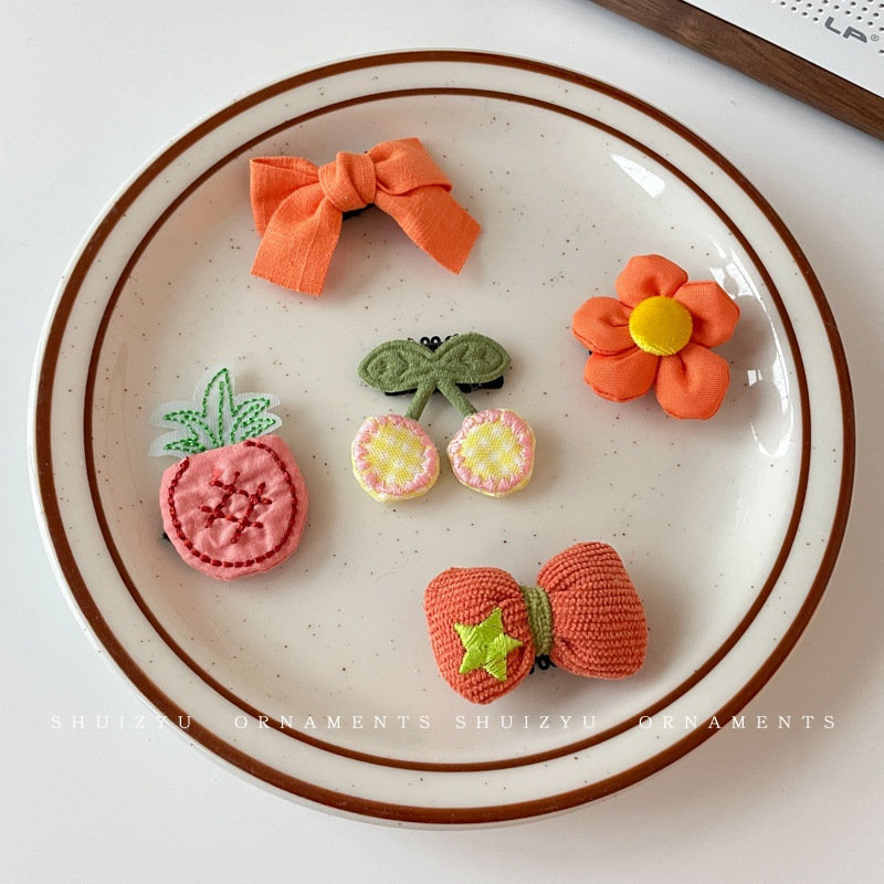 Set 5 Kẹp Tóc Nơ Vải Thời Trang Hàn Quốc Dễ Thương Cho Bé Gái