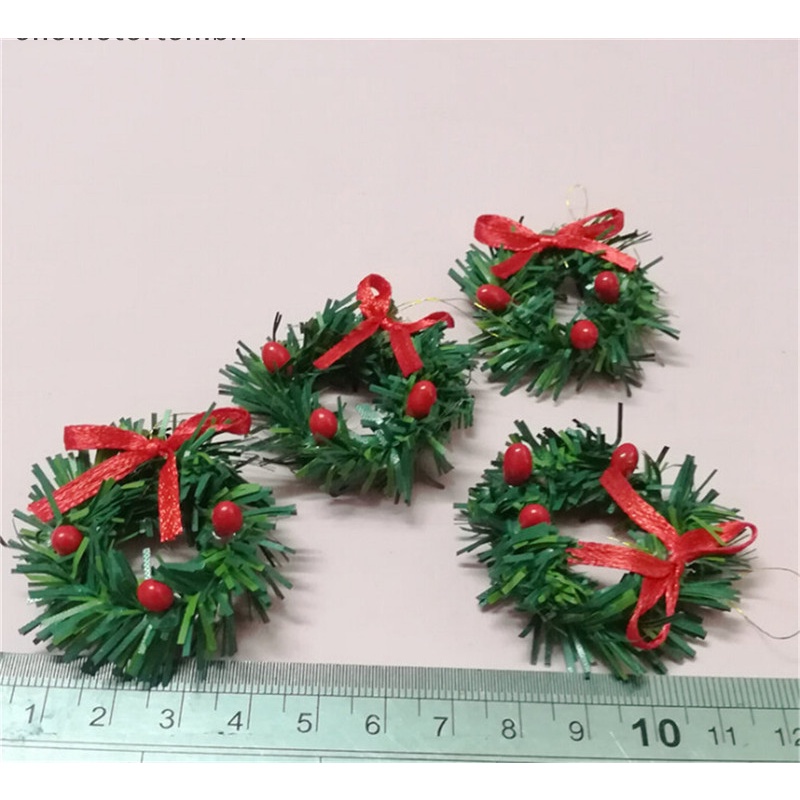 Vòng Hoa Giáng Sinh 1: 12 Kèm Nơ Đỏ diy Trang Trí Nhà Búp Bê