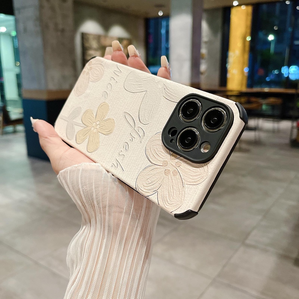 Bao Da Điện Thoại Họa Tiết Tranh Sơn Dầu Hình Hoa Cho iphone 11 12 13 14 15 pro max x xs xr 7 8 14 15 plus Ốp