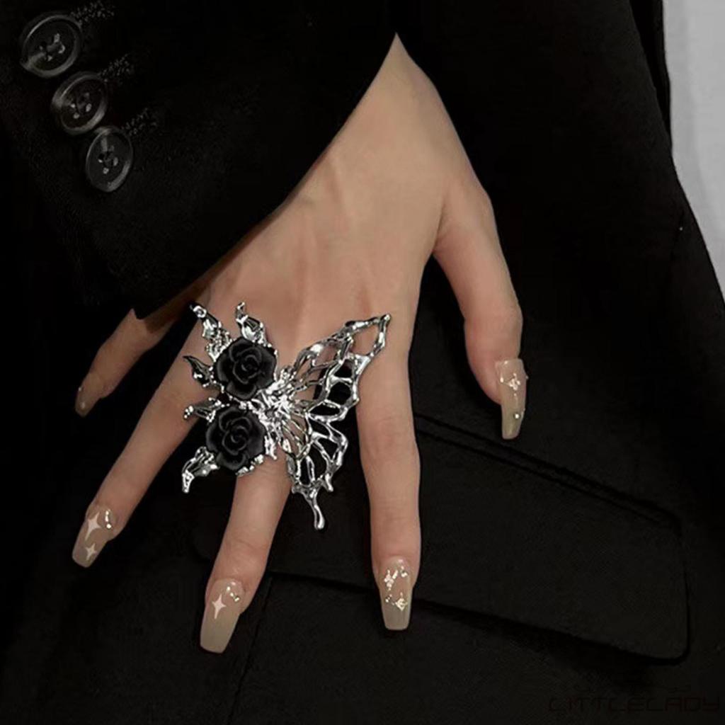 Ltl-nhẫn Hoa Hồng Lớn Hình Bướm Dễ Thương Có Thể Điều Chỉnh Kỷ Niệm Trang Sức Kỷ Niệm Lý Tưởng Thời Trang Nữ