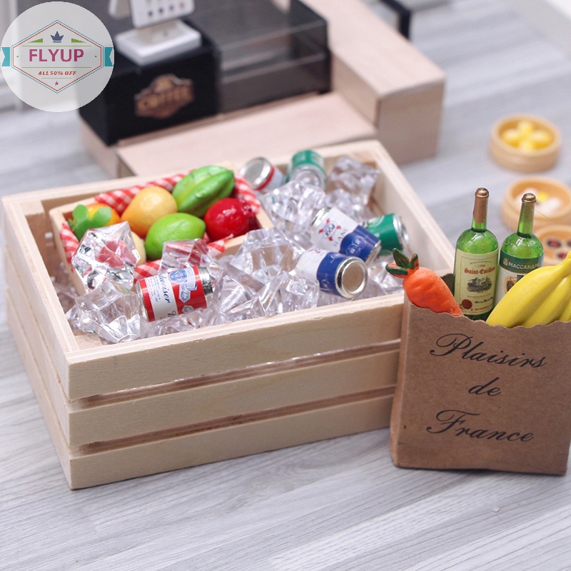 Flyup Mô Hình Giỏ Đựng Thức Ăn / Nước Uống Mini Tỉ Lệ 1: 12 Trang Trí Nhà Búp Bê vn