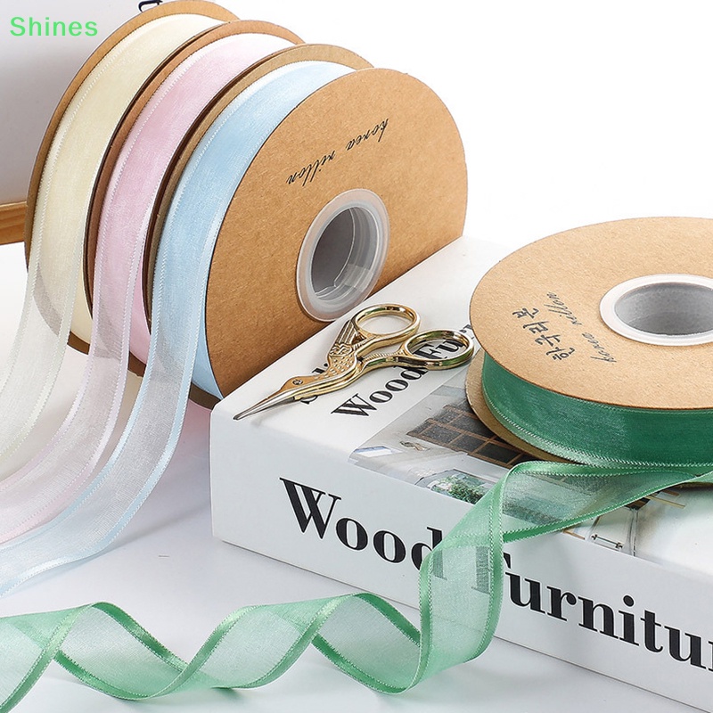 Cuộn Ruy Băng Voan Phối Ren 2.5cm Dài 25 Yards Dùng Gói Quà / Trang Trí Tiệc Cưới vn