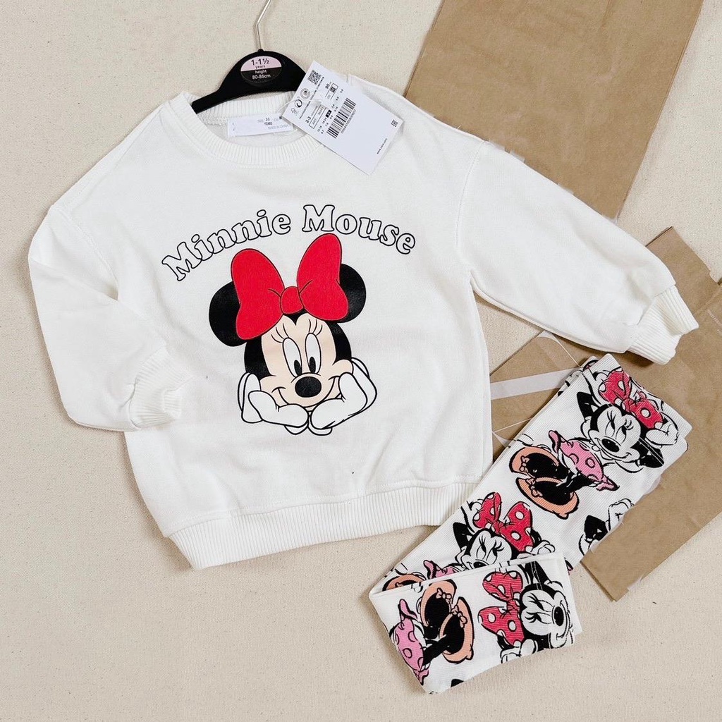 Set Bộ Mickey áo nỉ quần legging Cotton