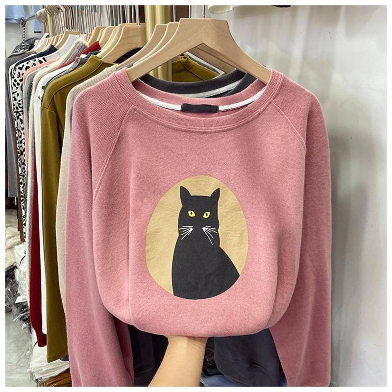 Áo Nỉ Tay Dài In Họa Tiết Hoạt Hình Phong Cách Hàn Quốc Thời Trang Mùa Thu Cho Nữ