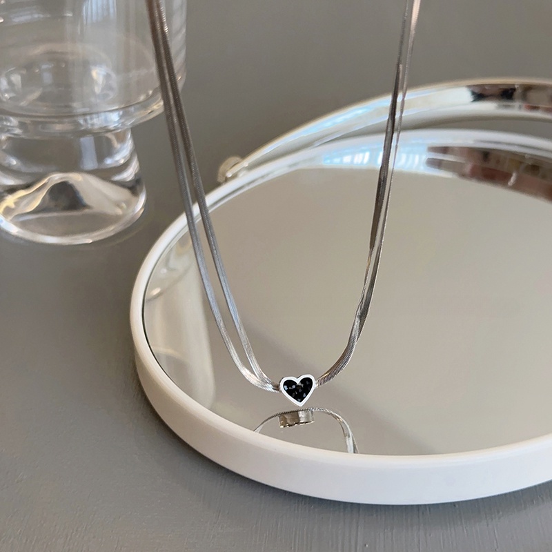 Vòng Cổ Dây Xích Đôi Bằng Thép Không Gỉ Màu Đen Cá Tính ahellogirl Phong Cách punk Cho Nữ