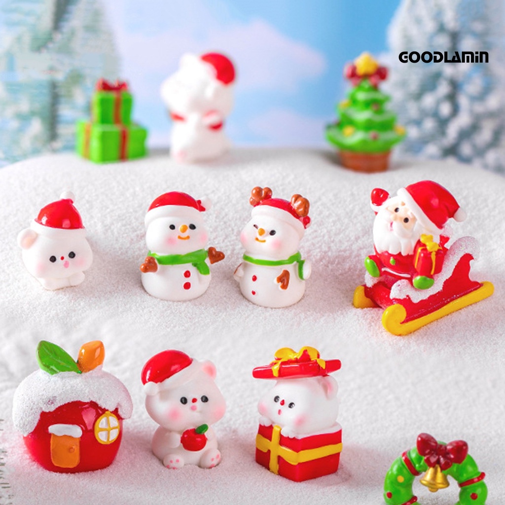 Set 2 Hộp Quà Tặng Giáng Sinh mini Màu Trơn Hình Gấu Hoạt Hình Ông Già Noel Người Tuyết