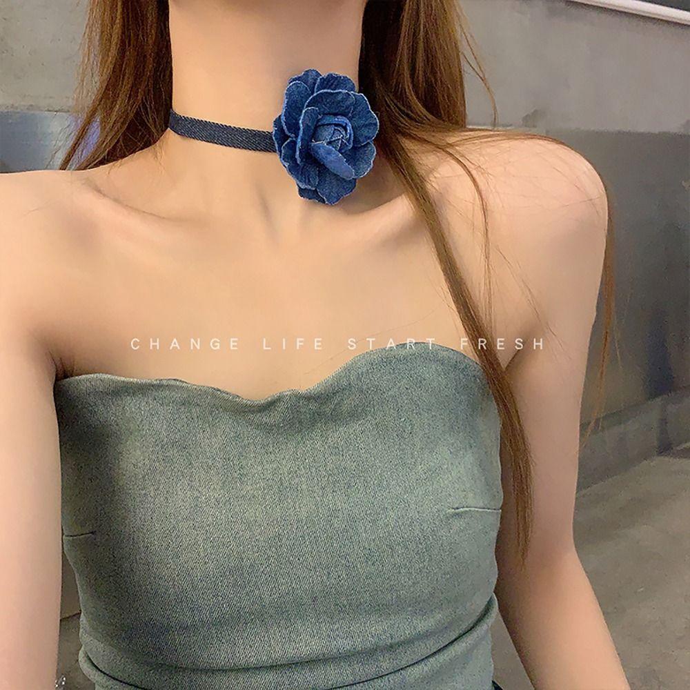 Vòng Cổ choker Dây Dài Mặt Hình Hoa Hồng Tùy Chỉnh Kích Thước 1 Kiểu Pháp Thanh Lịch Cho Nữ