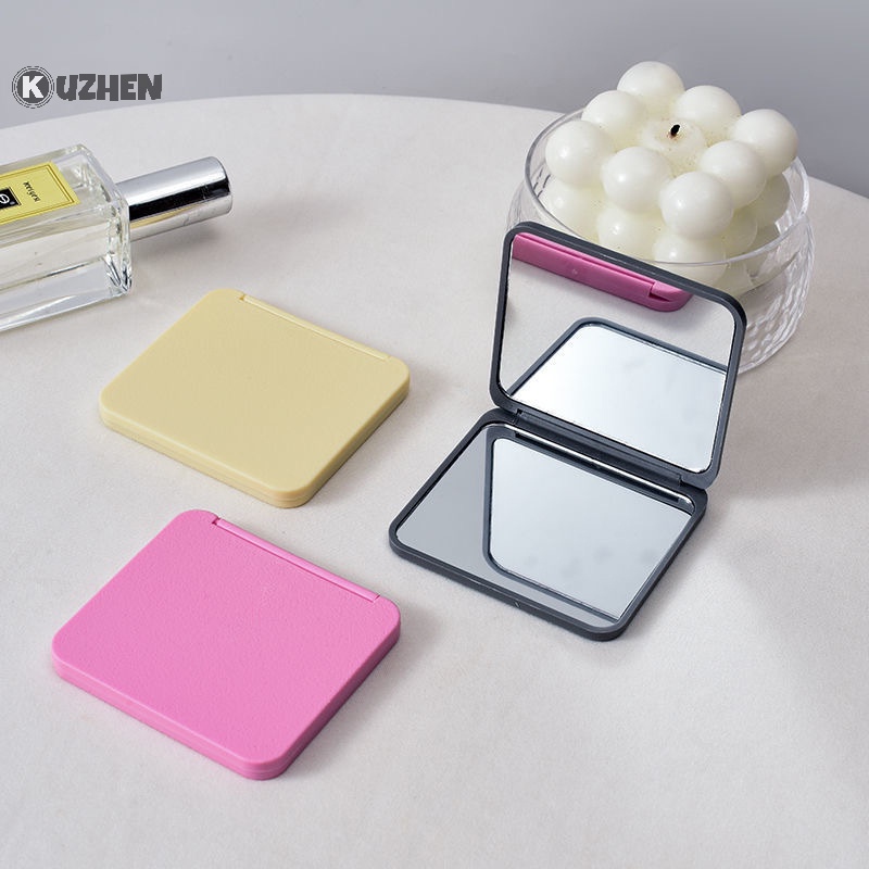Gương Trang Điểm kuzhen 2 Mặt Hình Vuông mini Bỏ Túi Nhiều Màu Sắc