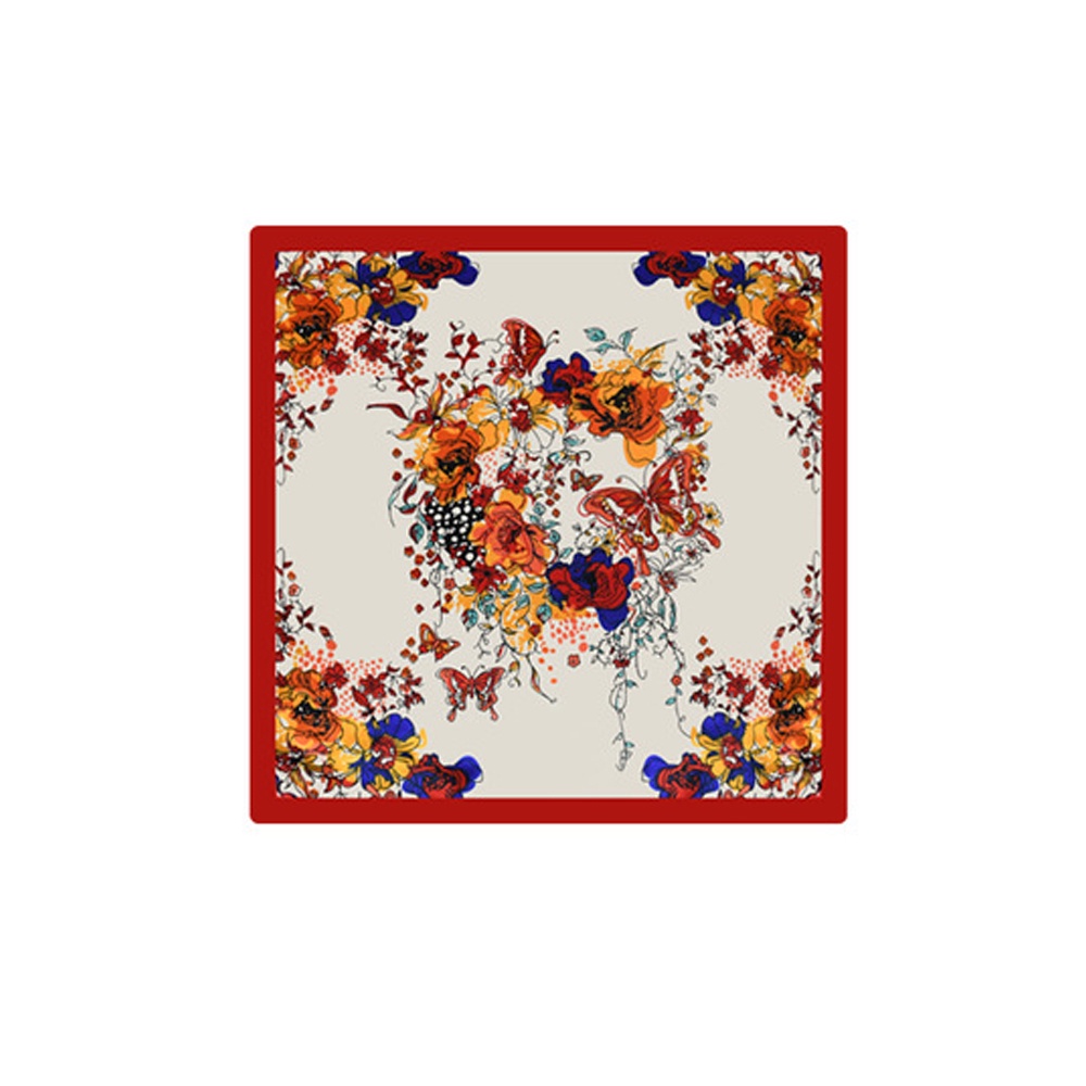 Khăn Lụa satin Vuông 50 * 50cm In Họa Tiết Hoa Bướm Nhỏ Xinh Thời Trang Cho Nữ