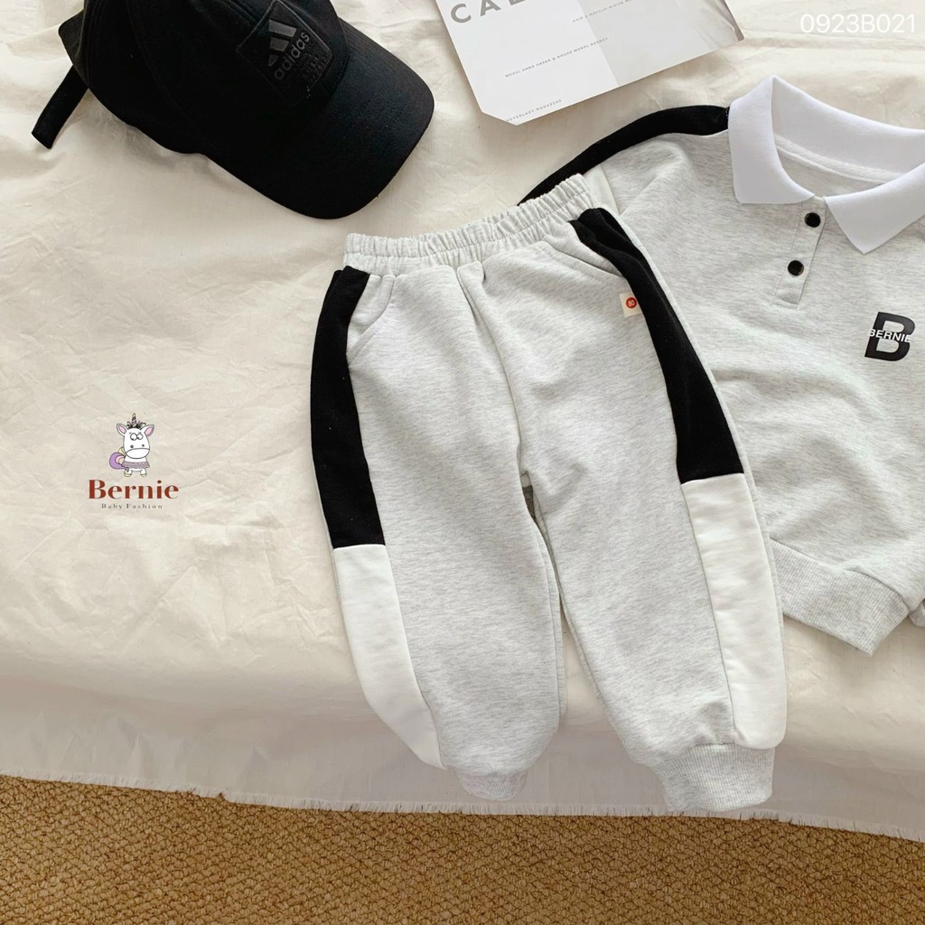 Đồ bộ polo dài tay cho bé trai phối thanh lịch cho bé 1 đến 7 tuổi BERNIE kids