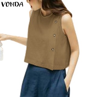 Áo ba lỗ cổ tròn màu trơn cài nút thời trang hàn quốc cho nữ