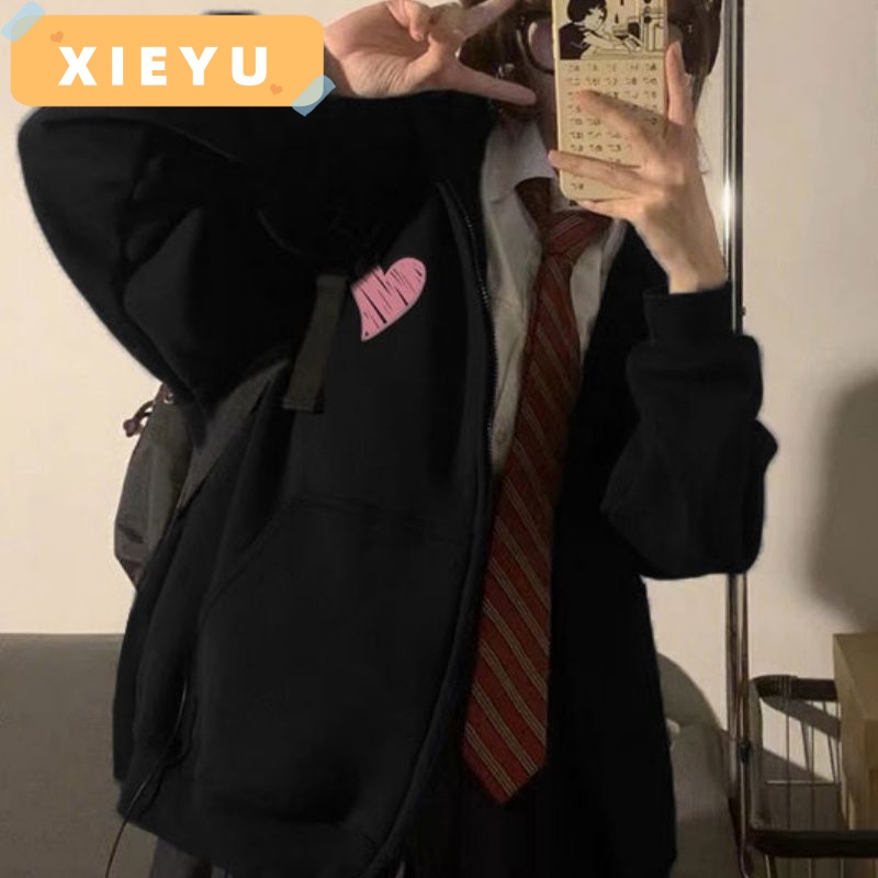 Áo khoác XIEYU WWY2390XOJ 38Z230918 khóa kéo có mũ trùm bền bỉ thoải mái cho nữ