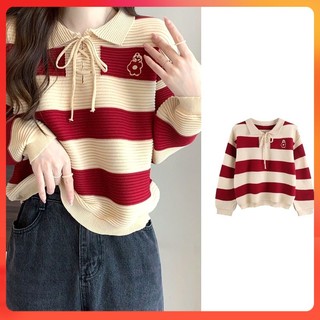  Áo len thun QC Montoghi cổ polo DÂY RÚT THÊU LOGO HOA tay dài
