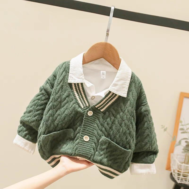 Áo Len Cổ Chữ v Thời Trang Phong Cách Hàn Quốc Cho Bé Trai