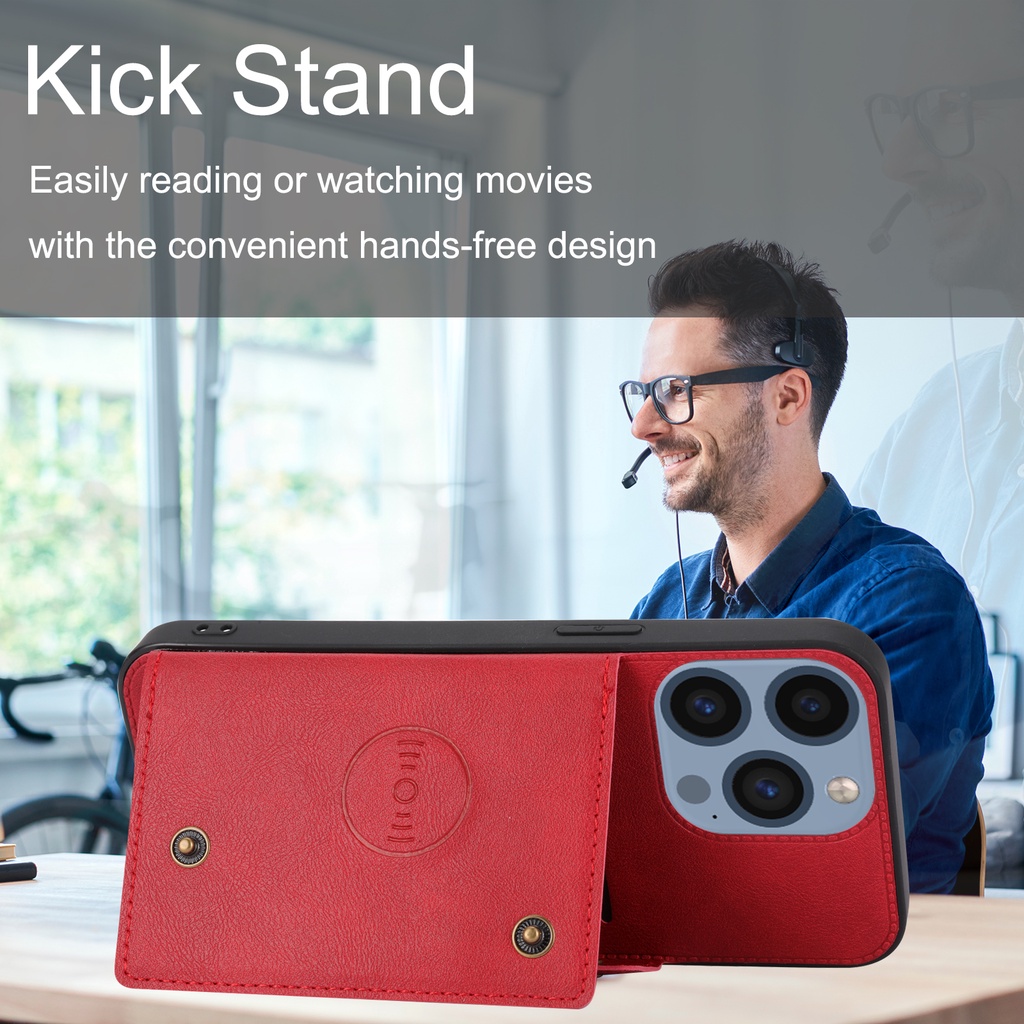 Cho iphone 15 pro max 15 pro 15 plus 14 pro max 14 13 Bao Da Điện Thoại Dạng Ví Có Ngăn Đựng Thẻ Và Giá Đỡ