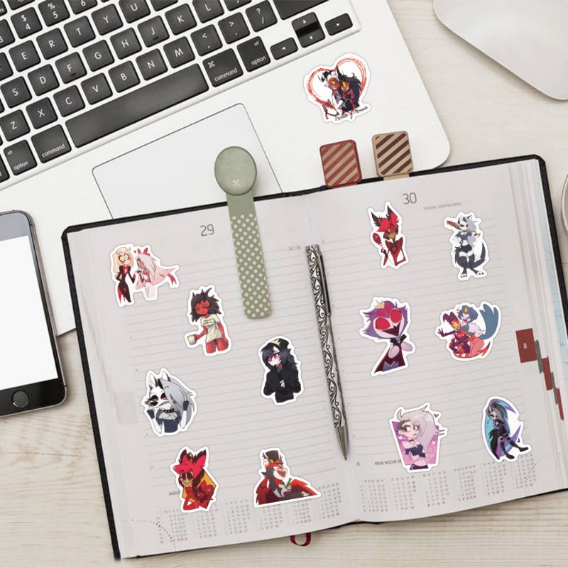 Z & m❀ Hình Dán Ông Chủ helluva ❀ Bộ 120 Miếng Dán Chống Thấm Nước Đồ Chơi Chất Lượng Cao