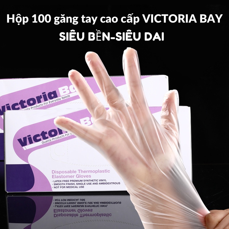 Hộp 100 găng tay làm bếp nấu ăn siêu dai Victoria Bay