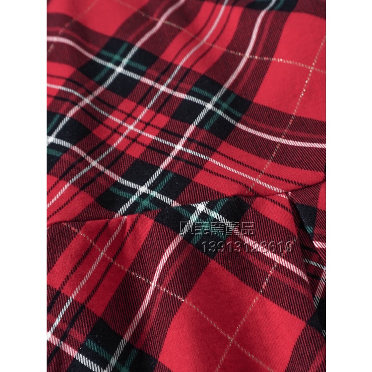 Đầm caro đỏ dài tay hàng H&M xuất xịn