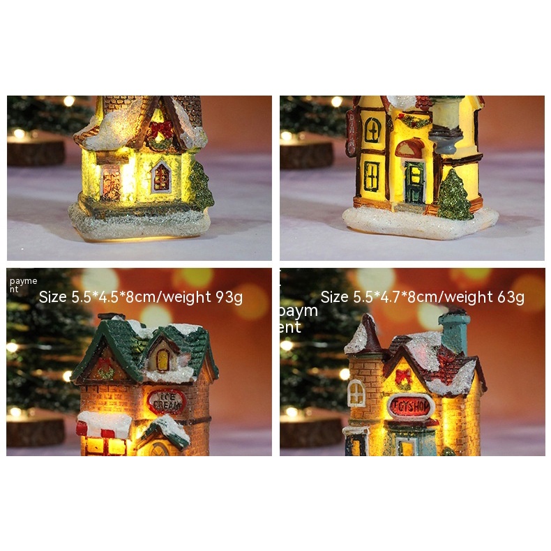 Ngôi Nhà Nhỏ Bằng Nhựa resin Phong Cách Giáng Sinh Mới Trang Trí Phong Cảnh Thu Nhỏ Quà Tặng Giáng Sinh ghi8