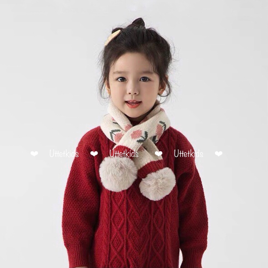 KHĂN QUÀNG CỔ HOA PHONG CÁCH HÀN QUỐC CHO BÉ GÁI