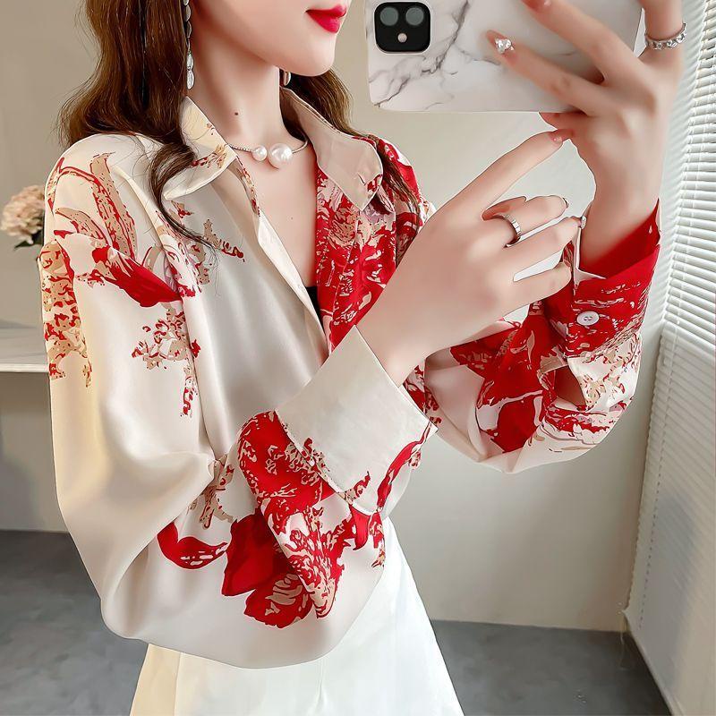 Áo Sơ Mi chiffon Dáng Lửng In Họa Tiết Phong Cách Hàn Quốc Thời Trang Cho Nữ