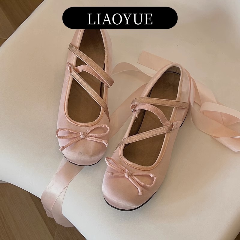 LIAOYUE  Giày cao gót Sandal giày bệt nữ Mary Jane  đế thấp giày búp bê MŨI VUÔNG da mềm Thoải Mái Xinh Xắn B95G02J 39Z230930