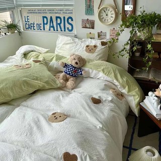 Bộ chăn ga gối REE Bedding CTD248 M2 CỐM MIX TRẮNG đủ size giường nệm