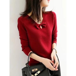 Áo sweater dệt kim cổ v dáng rộng màu trơn thời trang thu đông mới 2023 cho nữ