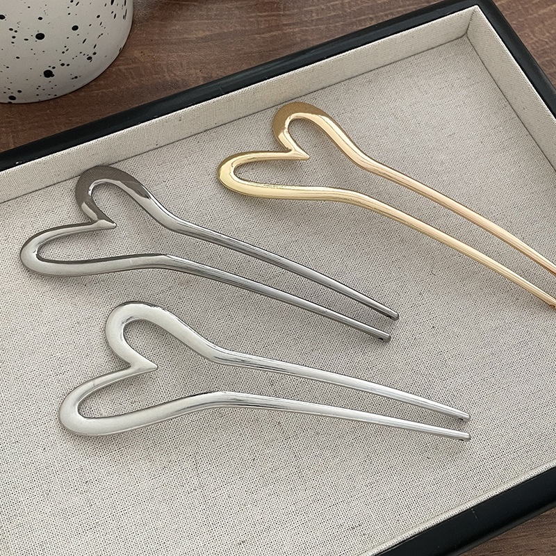 Mới Trâm Cài Tóc Hình Trái Tim Bằng Kim Loại Cao Cấp Phong Cách