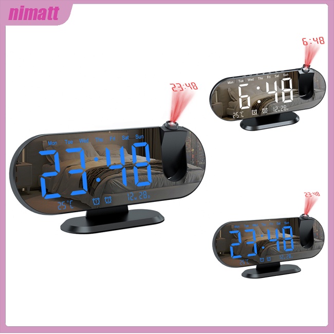 Ii Đồng Hồ Báo Thức Chiếu Kỹ Thuật Số Cổng usb Xoay 180 Độ Có Đèn led Cho Phòng Ngủ