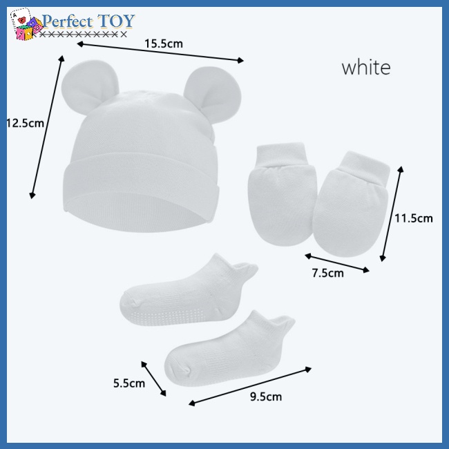 Sf set Vớ cotton Trơn Màu Kèm Mũ Len Chấm Bi Dành Cho Bé Sơ Sinh