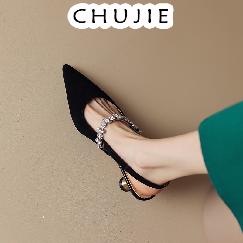 CHUJIE dép sandal nữ đi chơi giày cao gót nữ giày cao gót mũi nhọn sandal cao gót sandal nữ đế cao 2024NEW mẫu mới 27Z23062704