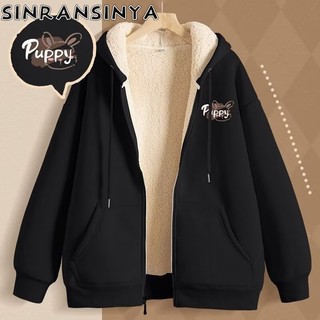 Sinransinya Áo hoodie Nhung Lông Cừu Cao Cấp Tay Dài Có Khóa Kéo In Chữ Tiếng Anh Đơn Giản Thời Trang Cao Cấp Phong Cách retro Nhật Bản Cho Nam