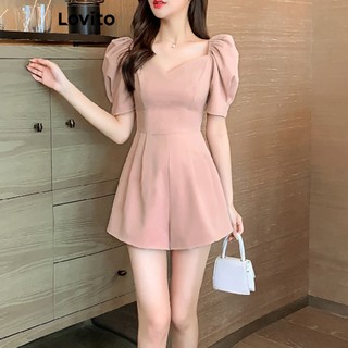 Jumpsuit Lovito xếp ly màu trơn thường ngày cho nữ L77ED165