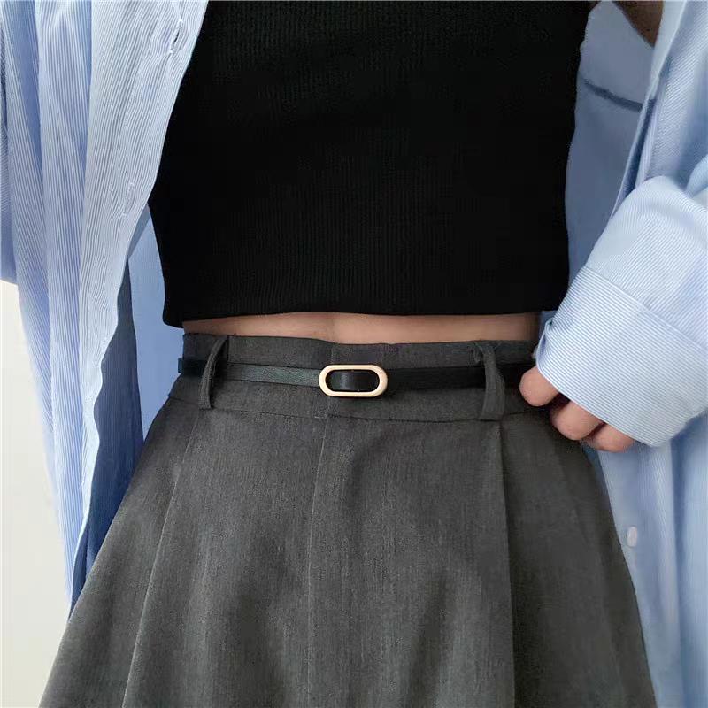 Thắt Lưng Đen Mỏng Không Đục Lỗ Phong Cách Hàn Quốc LEVAO