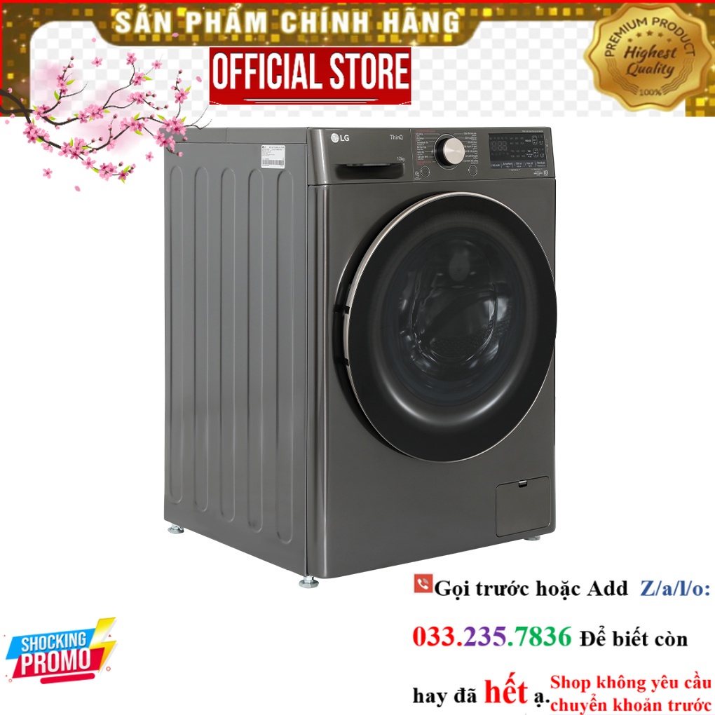Máy giặt LG 10 kg FV1410S4M1 cửa trước, màu đen – Model 2023 P&G