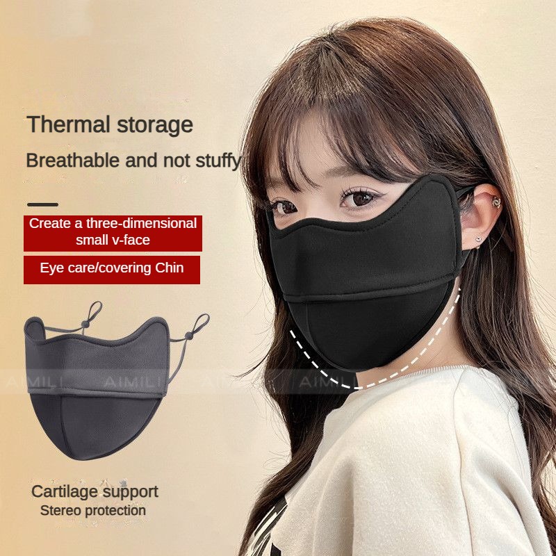 Set 3 Khẩu Trang 5D Dày Chống Gió Và Chống Tia UV Bảo Vệ Mặt Mùa Đông Có Thể Giặt Lại Hình Xương Cá