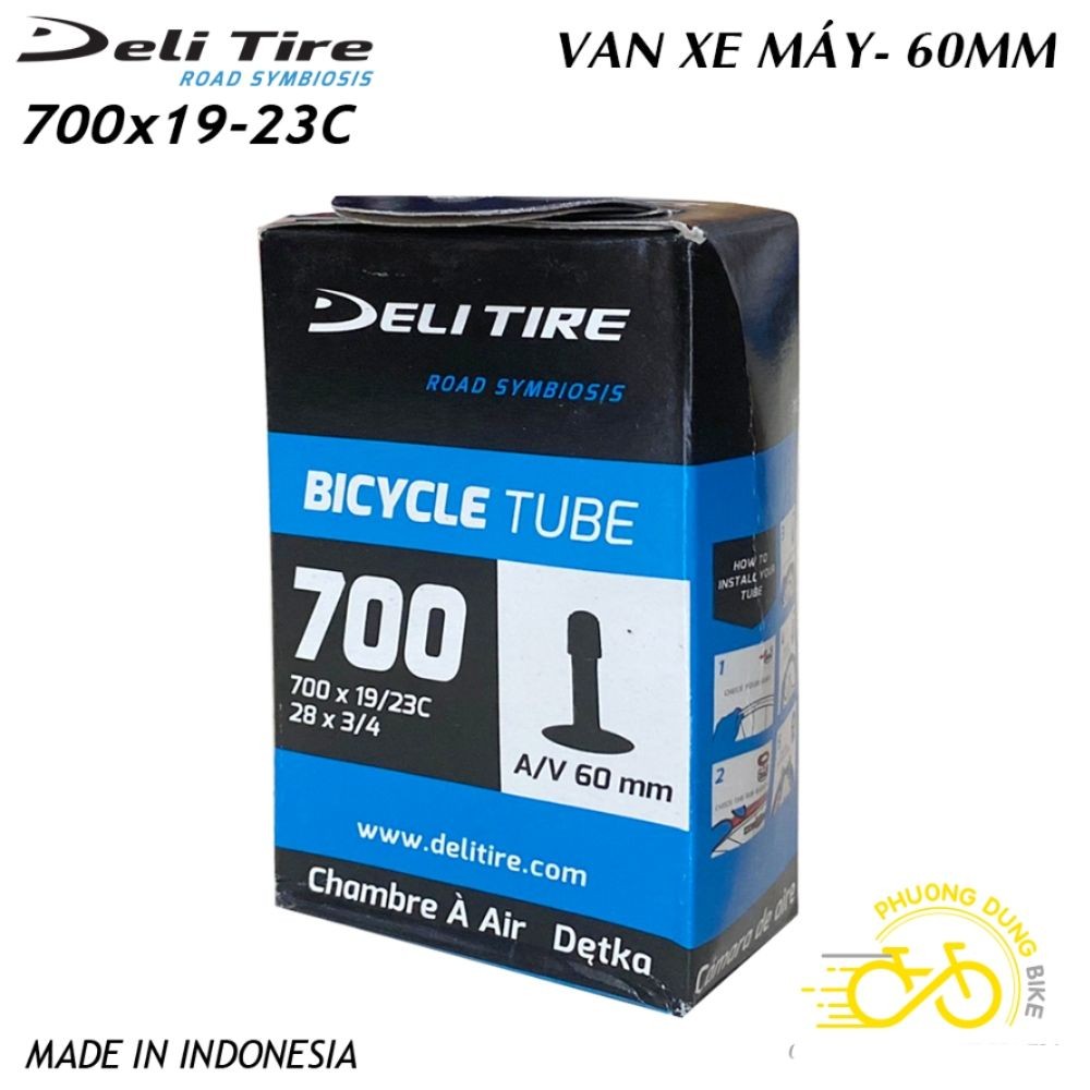 Ruột (Săm) xe đạp Deli Tire 700x19-23C 60mm VAN MỸ - VAN XE MÁY
