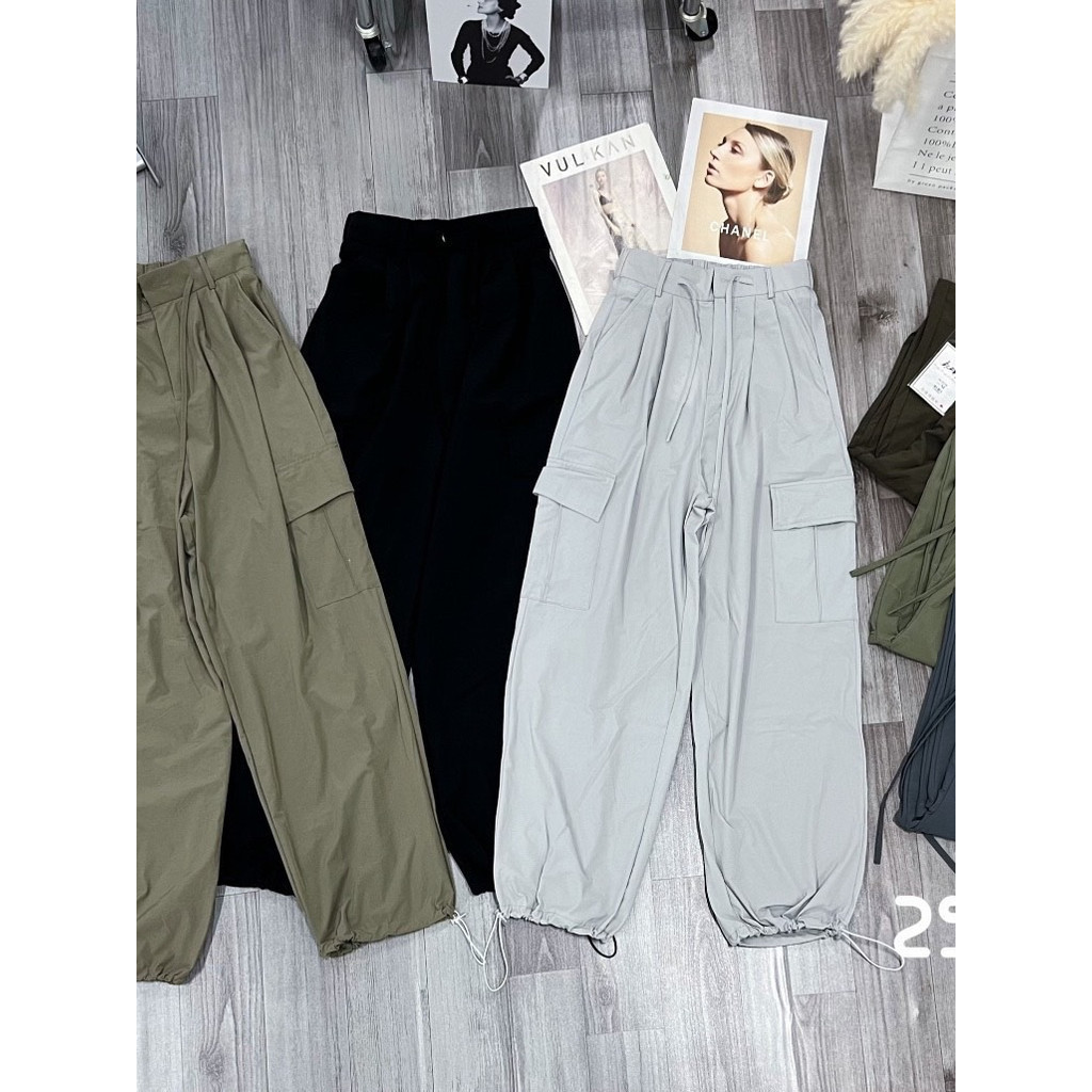 (059) Quần kaki mềm nữ chun bo ống, quần kaki nữ cạp chun túi hộp HiiNClothing