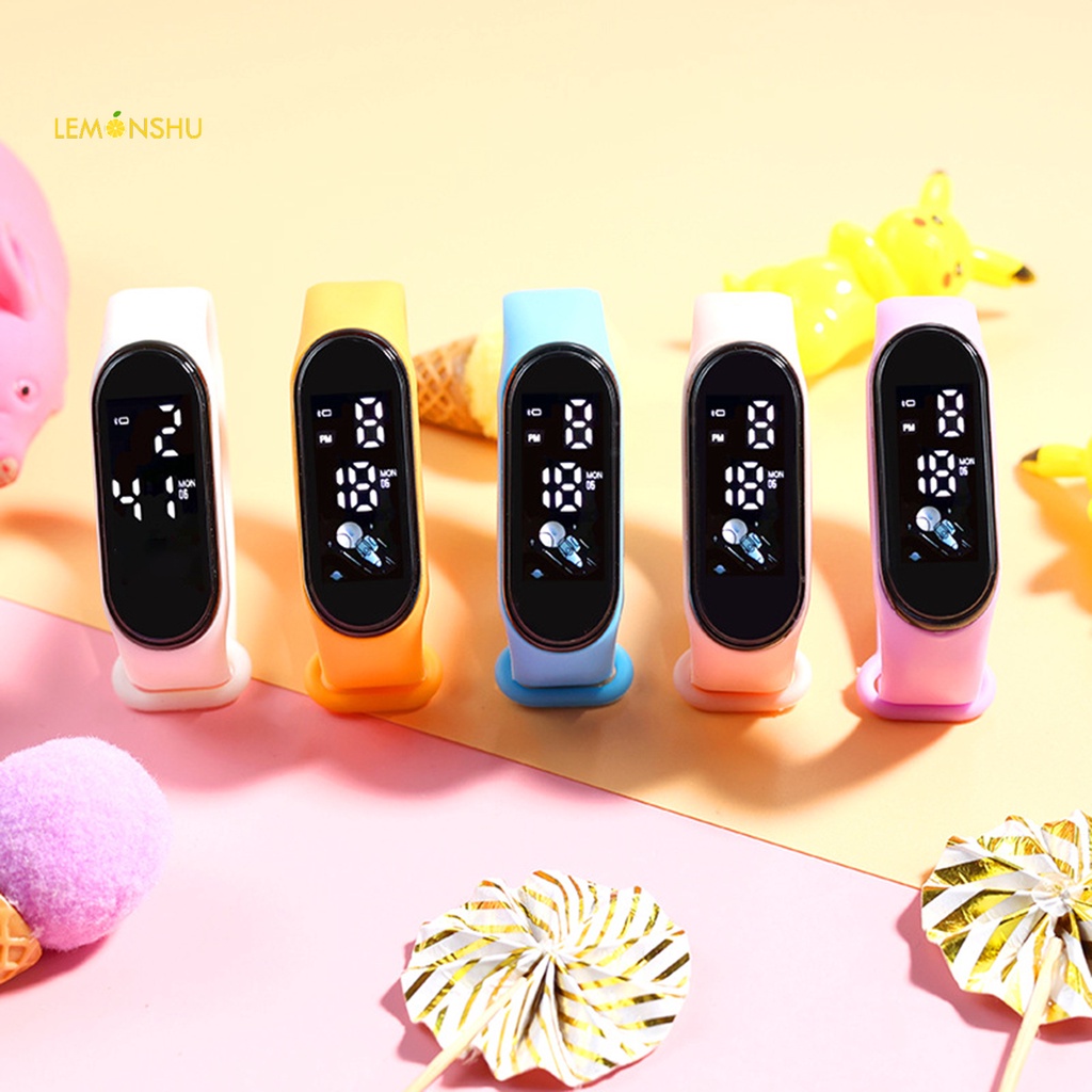 Đồng Hồ Kỹ Thuật Số Màn Hình Lớn Dây Silicon Độ Chính Xác Cao Thoải Mái Chống Thấm Nước Sành Điệu Cho Bé